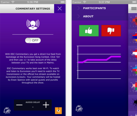 ESC Commentary App Screens