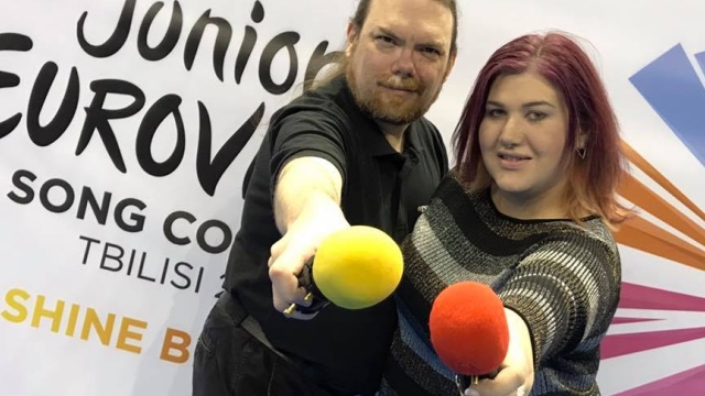 Your hosts for Junior Eurovision 2017 on the radio, Ewan Spence and Lisa-Jayne Lewis