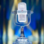 The trophy of the 70th Eurovision Song Contest on the Wiener Stadthalle stage, for Vienna 2026 (Photo Credit: Sarah Louise Bennett / EBU)